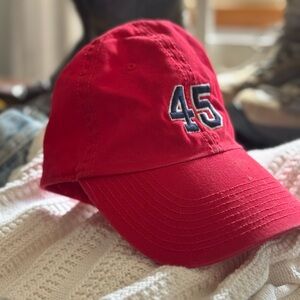 Red 45 Embroidered Number Baseball Hat